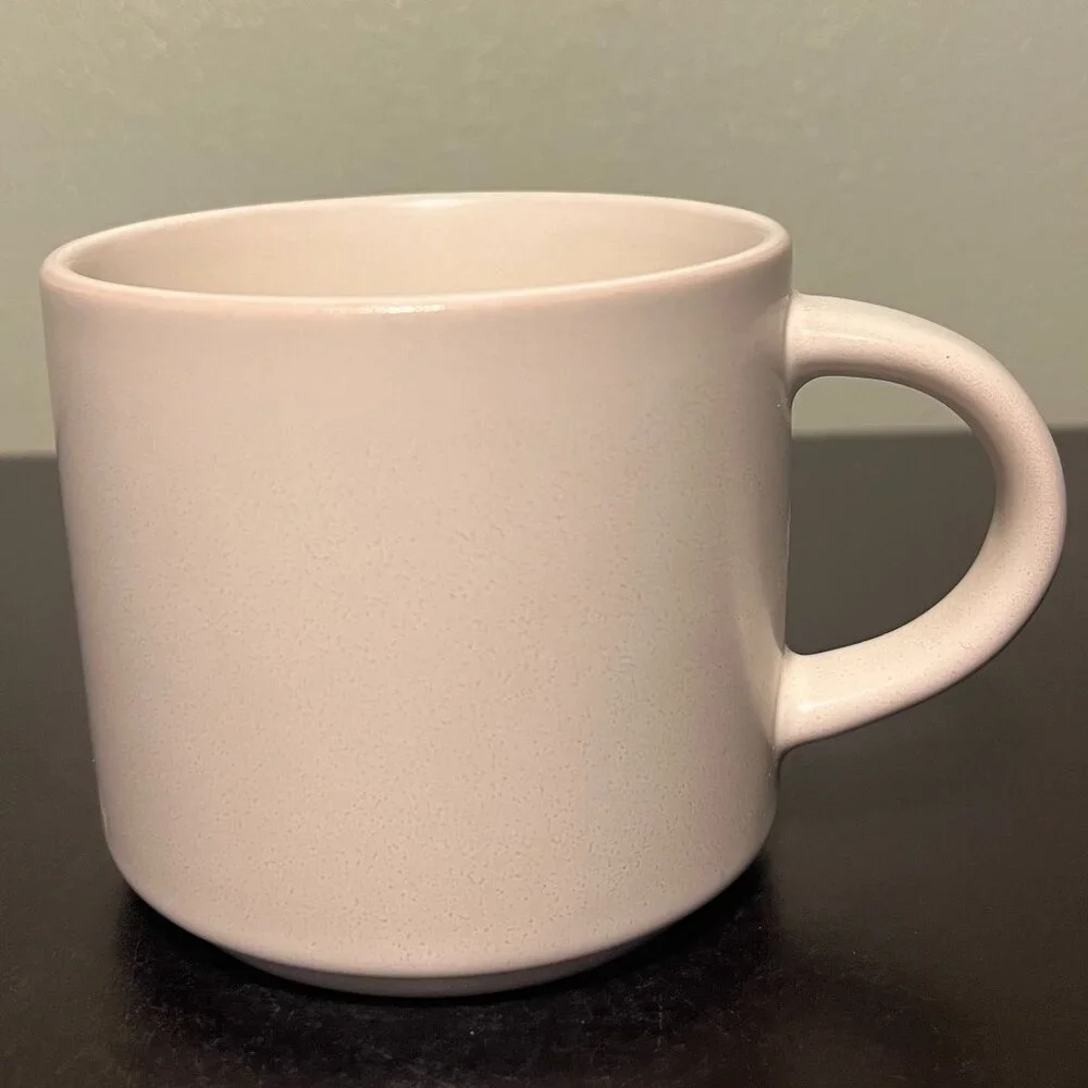 Pottery Barn MASON STONEWARE Ivory White Coffee Cups Mugs Set of 2 Stackable